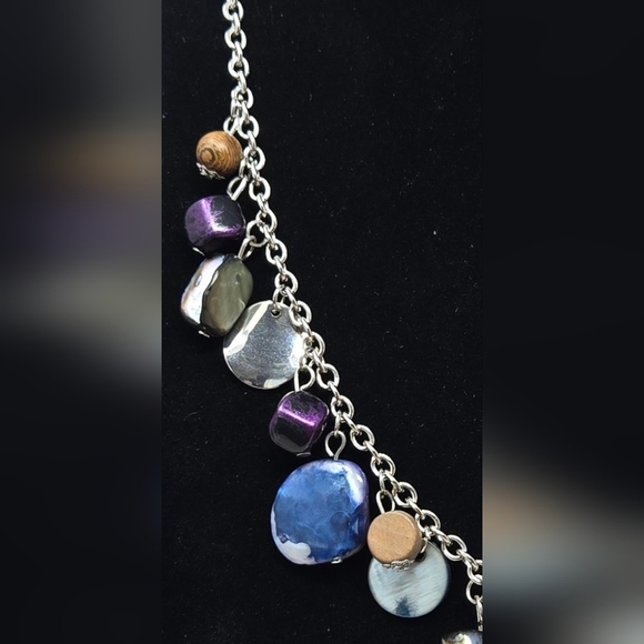 Beautiful Womens Dangle Necklace-Matching Earrings Silver Tone Adjustable Chain - Picture 4 of 13